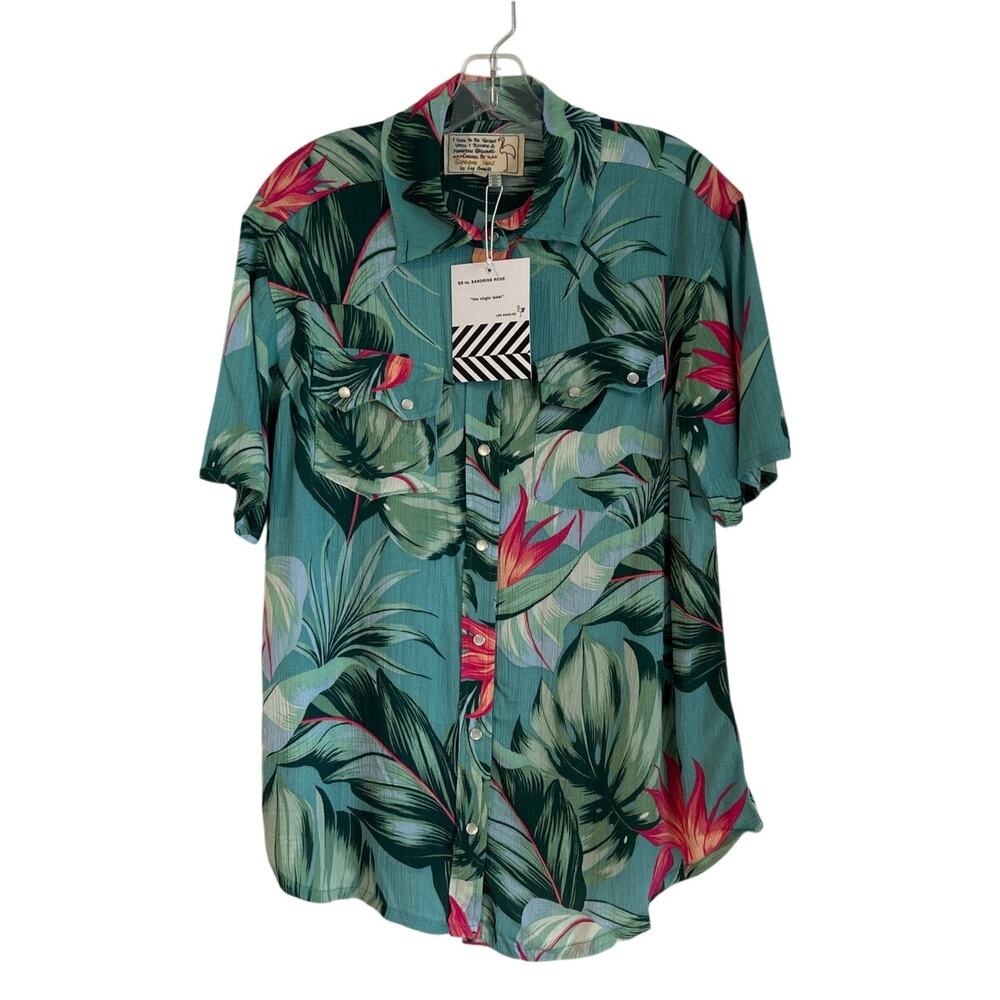 NWT Sandrine Rose Tropical Print Button-Down Shirt, Women’s Small